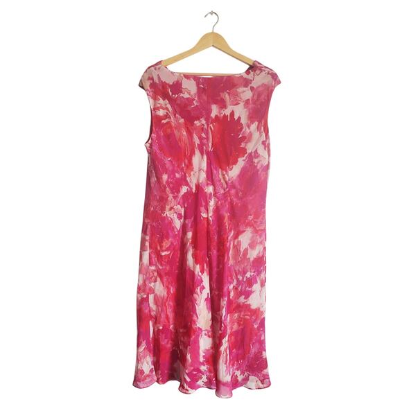 Jones New York Floral Print Cowlneck Midi Dress Pink Size 14W - Picture 4 of 8